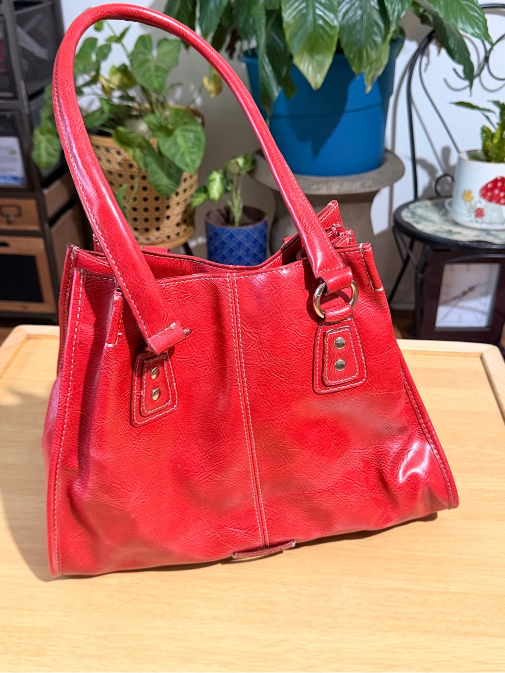 Nine & Co. Red Leather Shoulder Bag
